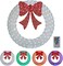 48 Inch Pre-lit Large Christmas Wreath with 224 LED Multi-Color Lights, Christmas Door Wreath for Garage, Outdoor Christmas Wreath with Red Bow, Timer Remote Control, Plug-in, White